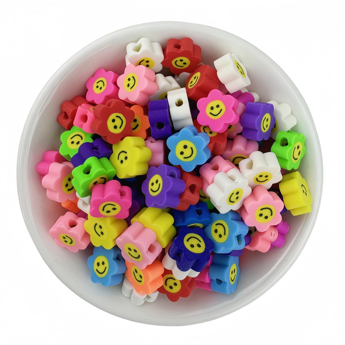 50pcs Mixed Sunflower Polymer Clay Beads - 10mm | Clay Bead for DIY Bracelet Keychain & Boho Jewelry
