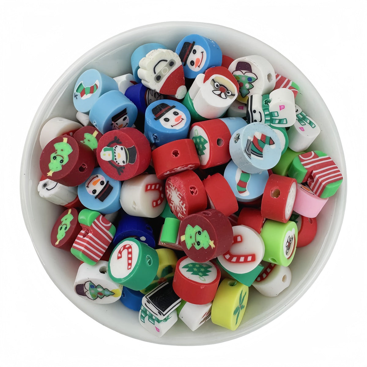 50pcs Mixed Christmas Polymer Clay Beads - 10mm | Clay Bead for DIY Bracelet Keychain & Boho Jewelry
