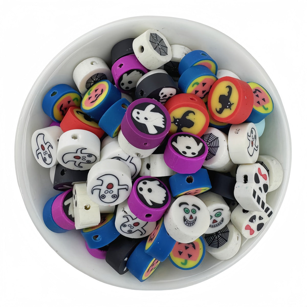 50pcs Mixed Solid Color Heart-Shaped Polymer Clay Beads - 10mm | Clay Bead for DIY Bracelet Keychain & Boho Jewelry