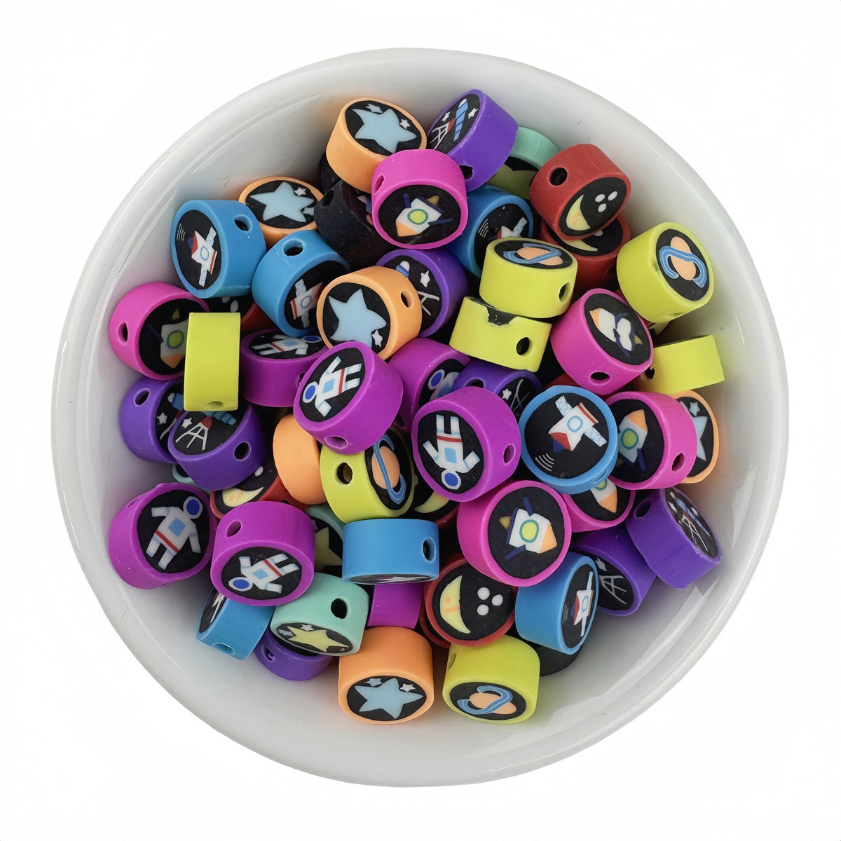 50 pcs of mixed starry sky polymer clay beads - 10mm | Clay Bead for DIY Bracelet Keychain & Boho Jewelry