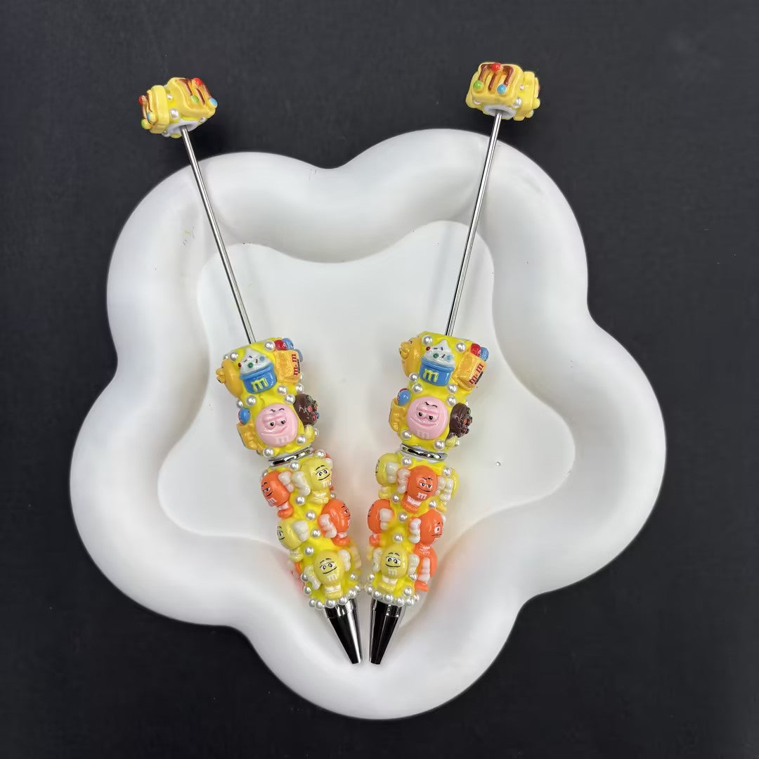 Handmade Chocolate Candy Inspired Beadable Pen - 3D Cartoon Character & Snack Focal | DIY Beadable Pen Craft Gift Idea