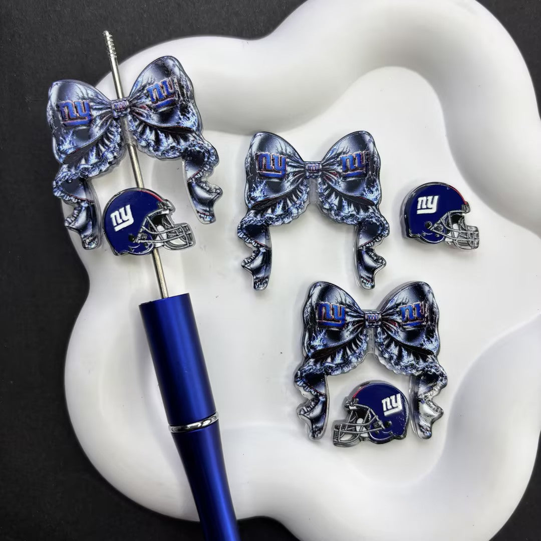 NFL Football Game Day DIY Pen Kit | Rhinestone Bead Barrel, Bow Focal Charms & Team Helmet Toppers