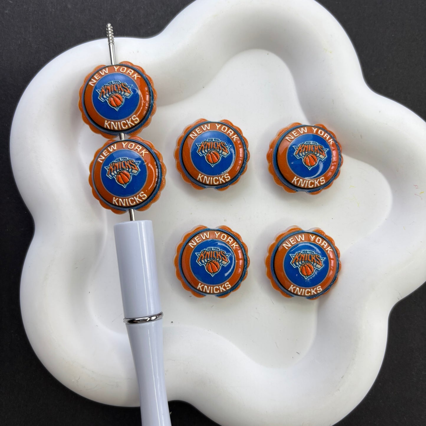 Basketball Team Bottle Cap Acrylic Focal Beads – Sports Game Day Fan Beads for DIY Beaded Pens, Keychains & Lanyard Making