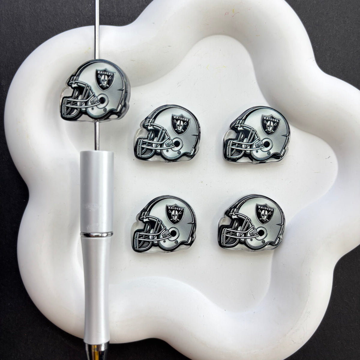 Football Helmet Acrylic Focal Beads for Beadable Pens, Printed Sports Helmet Beads for DIY Keychain, Pen Making & Craft Supplies