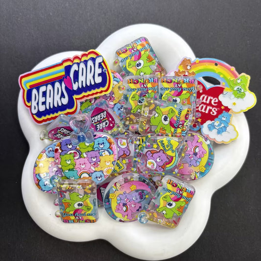 Pastel Rainbow Bears Acrylic Focal Beads – Cute Nostalgic Cartoon Bear Beads for Beadable Pens, Keychains & DIY Crafts