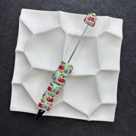 Christmas Theme DIY Beadable Pens with 3D Resin Rhinestone Grip – Festive Santa, Snowman & Reindeer Metal Ballpoint Pens for Holiday Gifts & Crafts