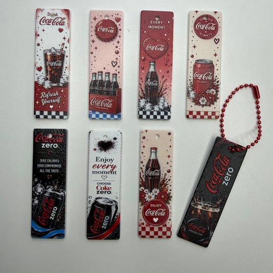 Vintage Red Soda Acrylic Bookmarks & Gift Tags, Retro Pop Bottle Drink Charms with Ball Chain for DIY Keychains, Planners & Gifts