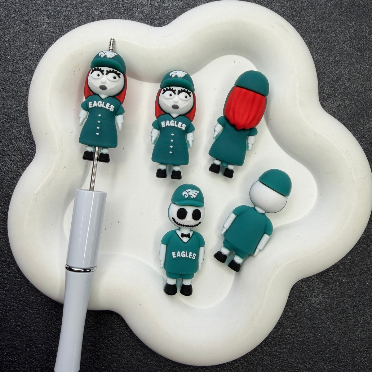 3D Silicone Football Mascot Focal Beads, Spooky Characters in Team Jersey Beads for DIY Beadable Pens & Keychains