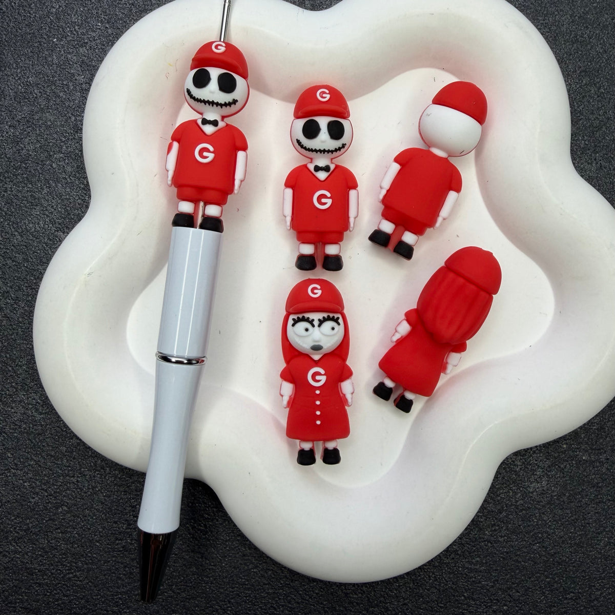 3D Silicone Football Mascot Focal Beads, Spooky Characters in Team Jersey Beads for DIY Beadable Pens & Keychains