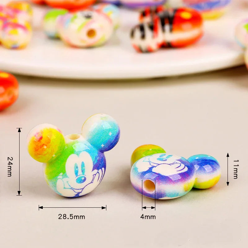 3D Double-sided Color Matching Micke Beads Vertical Hole Acrylic Beads 28.5mm*24mm