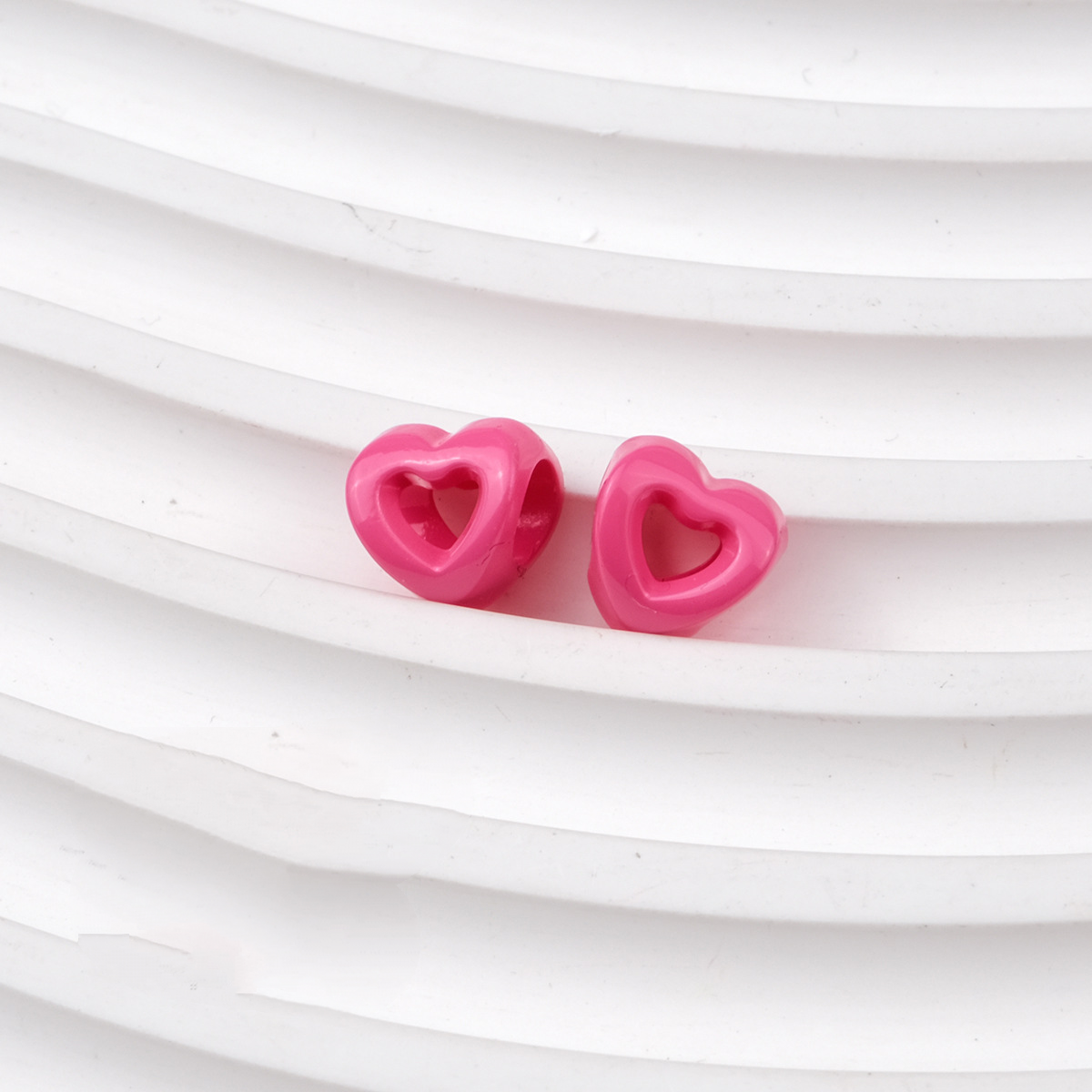 Hollow Heart Large Hole Acrylic Beads - 9mm Lacquered Heart Charms | Acrylic Bead for DIY Bracelet Keychain Jewelry Making