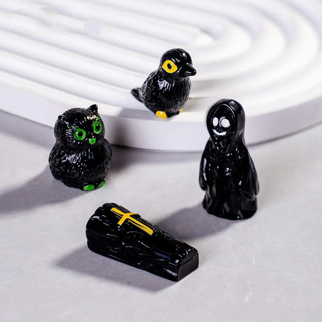 Halloween Decoration Ghost Demon Black Tombstone Diy Resin Accessories (no Hole)