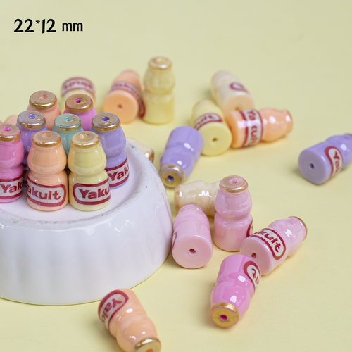 Colorful 3D Mini Beverage Bottle Shaped Acrylic Straight Hole Beads