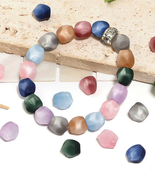 Matte velvet resin cat's eye beads irregular geometric beads