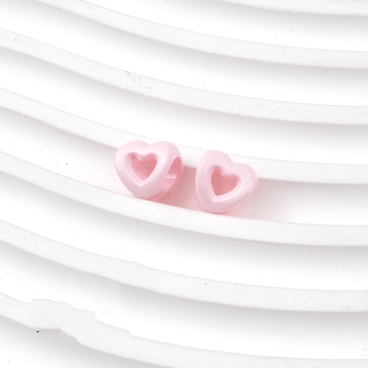 Hollow Heart Large Hole Acrylic Beads - 9mm Lacquered Heart Charms | Acrylic Bead for DIY Bracelet Keychain Jewelry Making