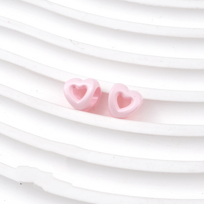 Hollow Heart Large Hole Acrylic Beads - 9mm Lacquered Heart Charms | Acrylic Bead for DIY Bracelet Keychain Jewelry Making