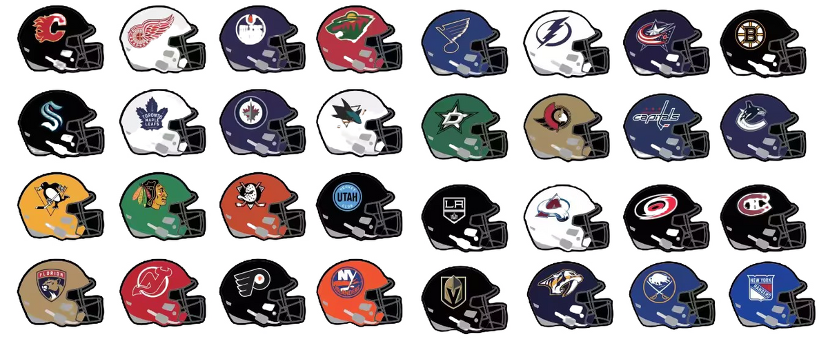 NHL Team Helmet Silicone Focal Beads | 3D Sports Team Logo Helmet Beads for DIY Beadable Pens, Keychains, Lanyards | Gifts for Ice Hockey Fans & Crafters
