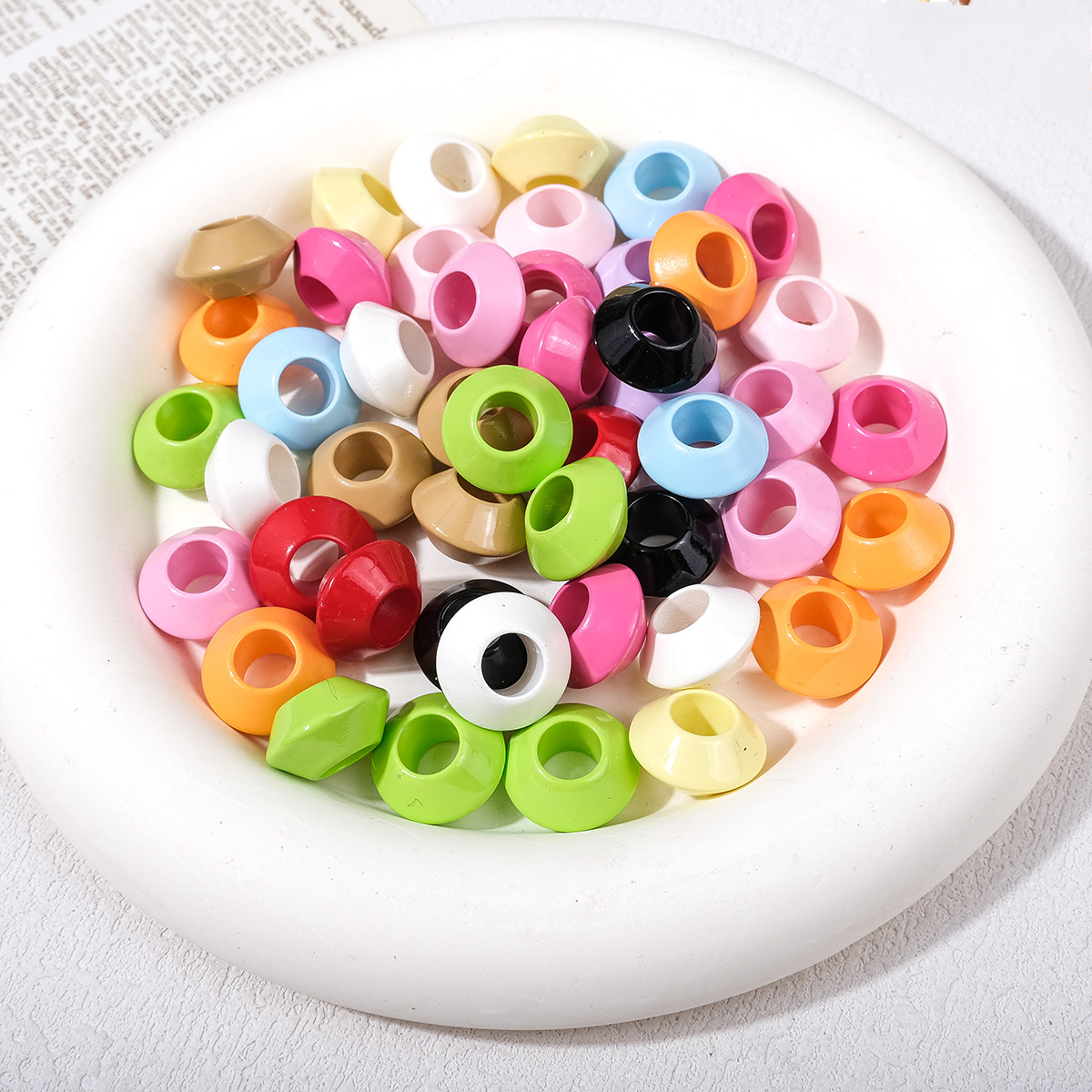 7.3mm Large Hole UFO Saucer Acrylic Beads - 16mm Lacquered Chunky | Acrylic Bead for DIY Bracelet Keychain Jewelry Making