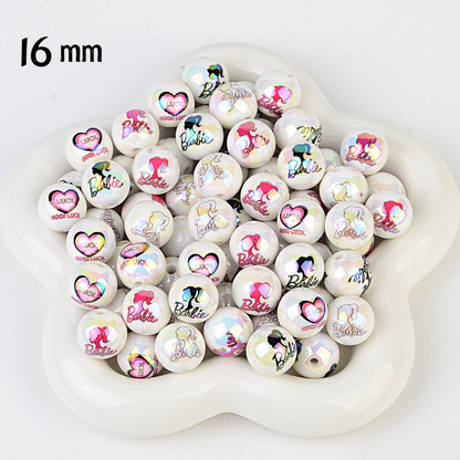16mm Barbie Theme Round Acrylic Beads for Beadable Pens, DIY | Acrylic Bead for DIY Bracelet Keychain Jewelry Making