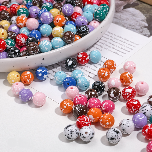 16mm Colorful Graffiti Ink Spots Acrylic Straight Hole Beads - Beadable Cat