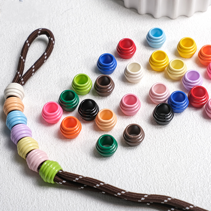50pcs Bulk 14x10mm Large 8mm Hole Beads - Colorful Ribbed Barrel | Acrylic Bead for DIY Bracelet Keychain Jewelry Making