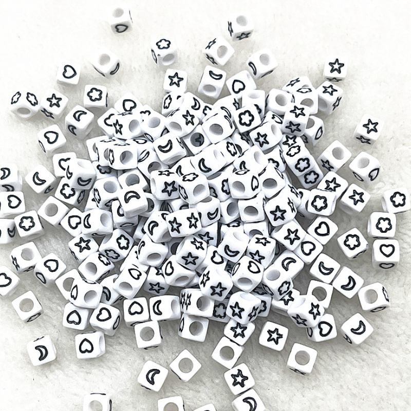 6mm Square & Round Acrylic Alphabet Beads - Colorful Enamel Letter | Acrylic Bead for DIY Bracelet Keychain Jewelry Making