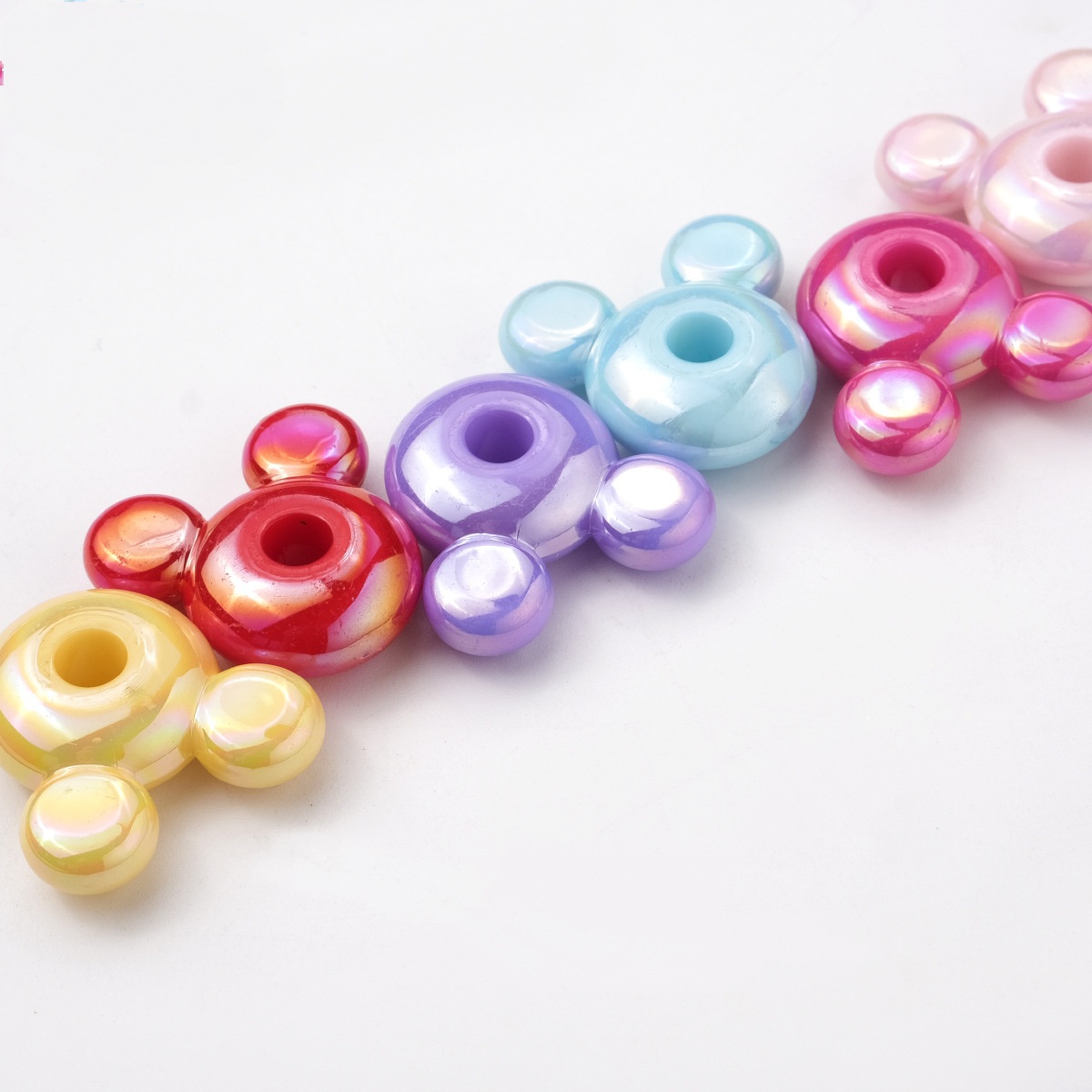 20pcs Iridescent AB Mouse Head Beads - 23mm Colorful Aurora Acrylic | Acrylic Bead for DIY Bracelet Keychain Jewelry Making