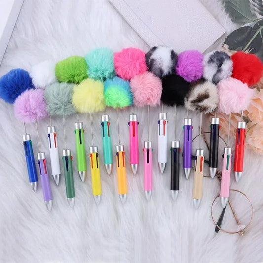 Four-color ball-shaped pen, fun four-in-one push-button journal ballpoint pen