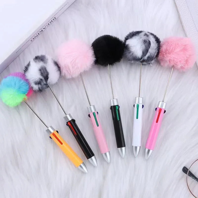 Four-color ball-shaped pen, fun four-in-one push-button journal ballpoint pen