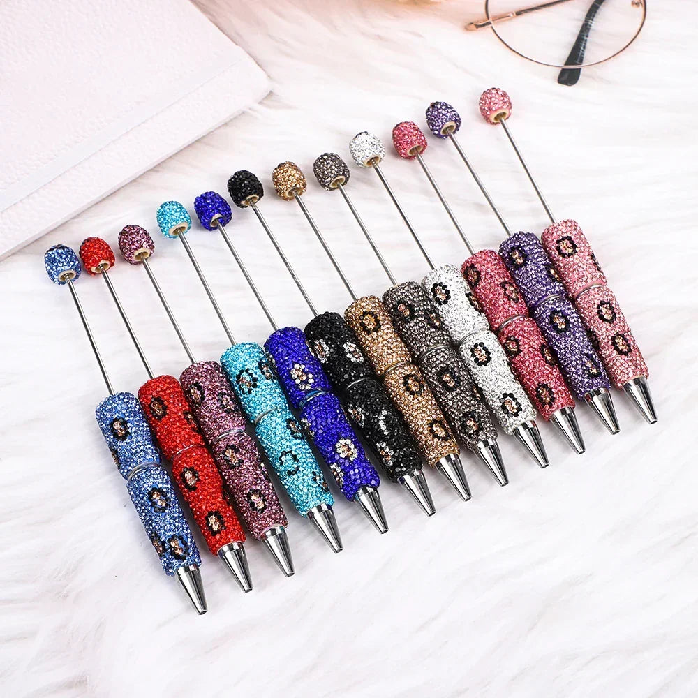 Leopard print diamond-studded ballpoint pen Multi-color rotating heavy-duty ballpoint pen | DIY Beadable Pen Craft Gift Idea