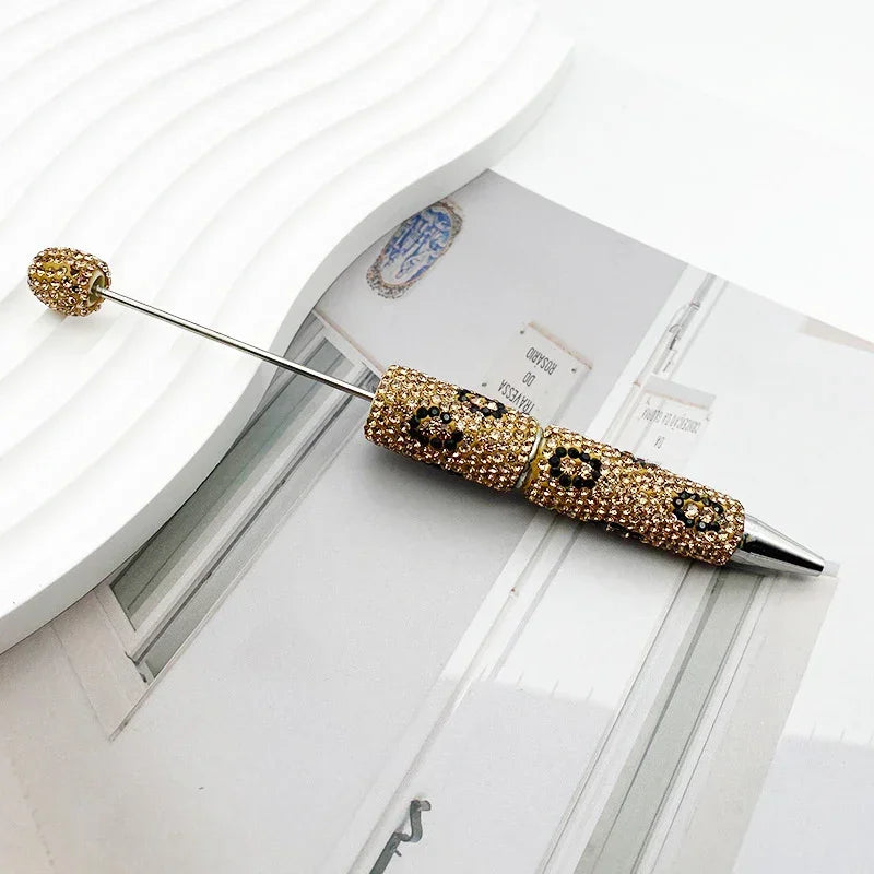 Leopard print diamond-studded ballpoint pen Multi-color rotating heavy-duty ballpoint pen