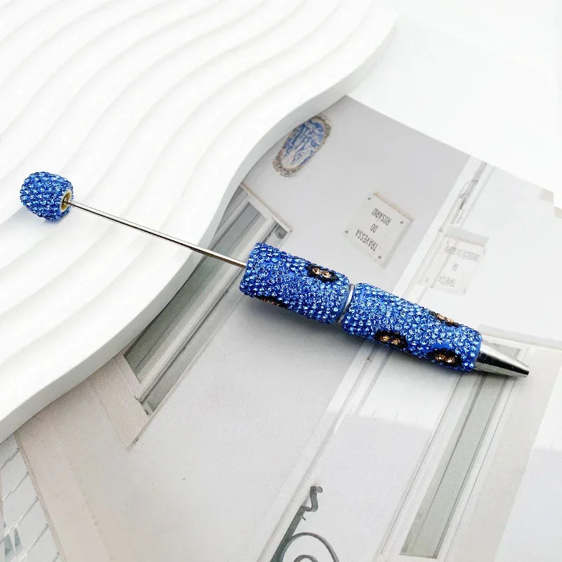 Leopard print diamond-studded ballpoint pen Multi-color rotating heavy-duty ballpoint pen
