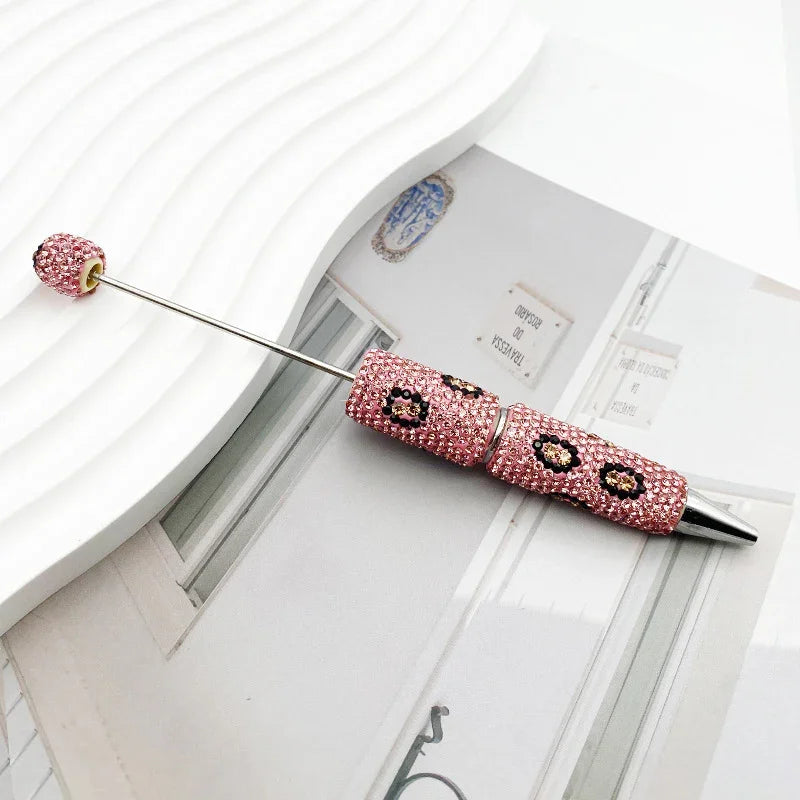 Leopard print diamond-studded ballpoint pen Multi-color rotating heavy-duty ballpoint pen | DIY Beadable Pen Craft Gift Idea