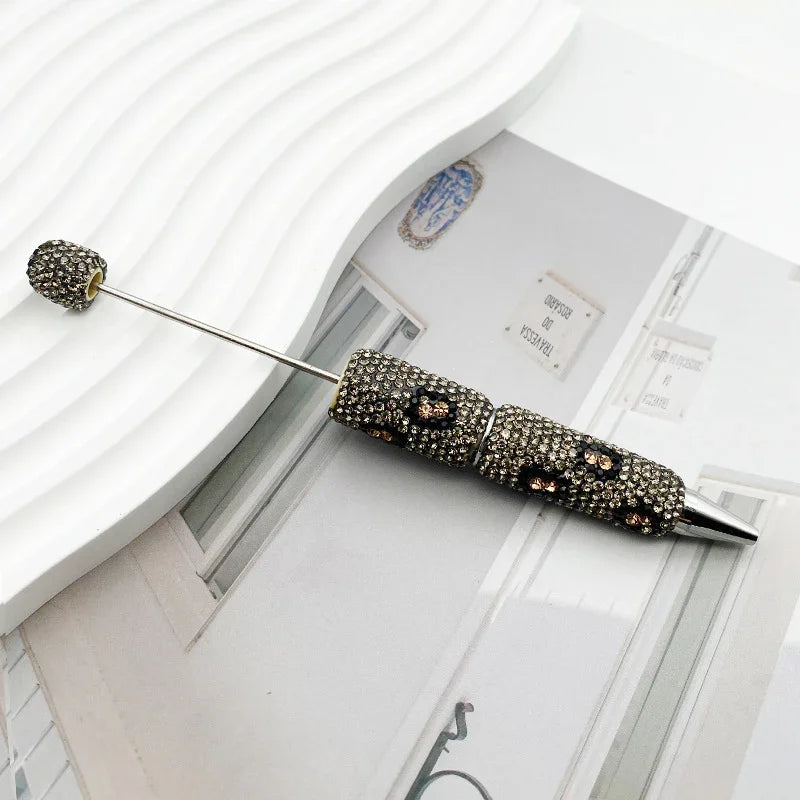 Leopard print diamond-studded ballpoint pen Multi-color rotating heavy-duty ballpoint pen