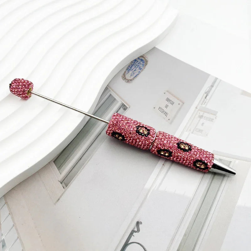 Leopard print diamond-studded ballpoint pen Multi-color rotating heavy-duty ballpoint pen | DIY Beadable Pen Craft Gift Idea