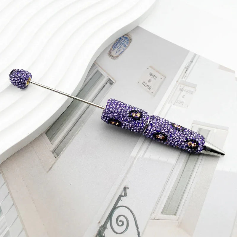 Leopard print diamond-studded ballpoint pen Multi-color rotating heavy-duty ballpoint pen