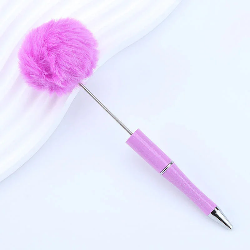 Hair ball bead pen ins macaron furry ballpoint pen