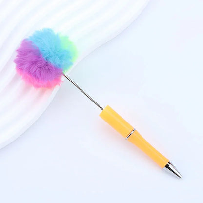Hair ball bead pen ins macaron furry ballpoint pen
