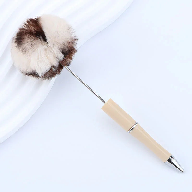 Hair ball bead pen ins macaron furry ballpoint pen
