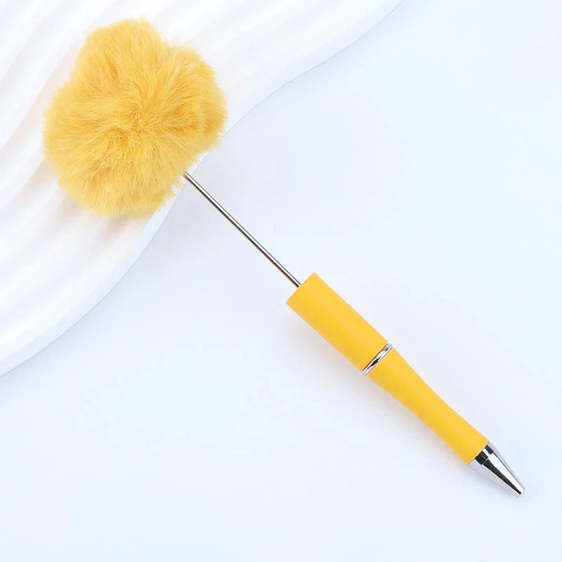 Hair ball bead pen ins macaron furry ballpoint pen