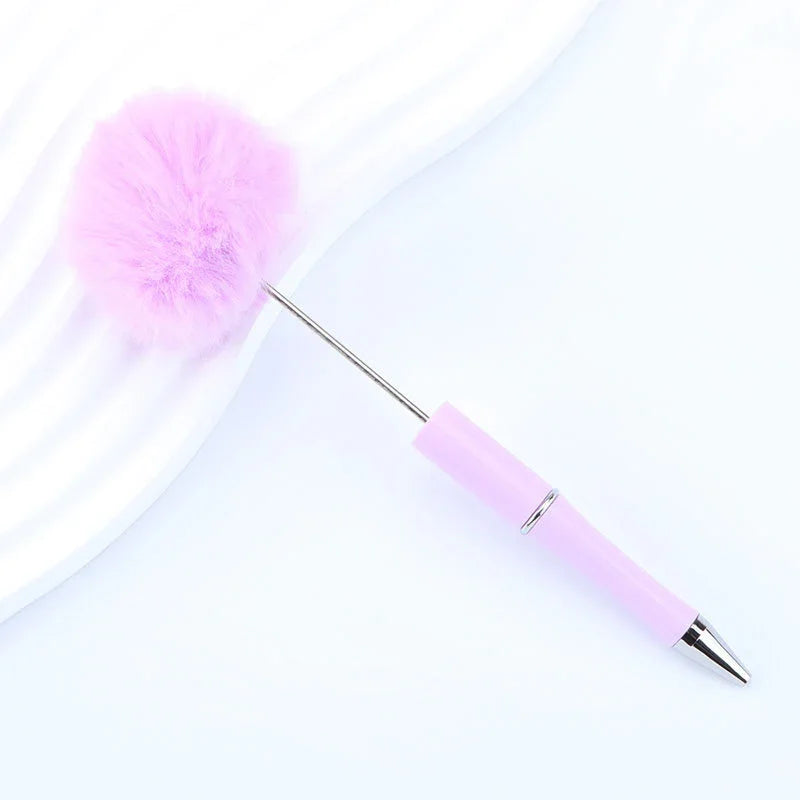 Hair ball bead pen ins macaron furry ballpoint pen