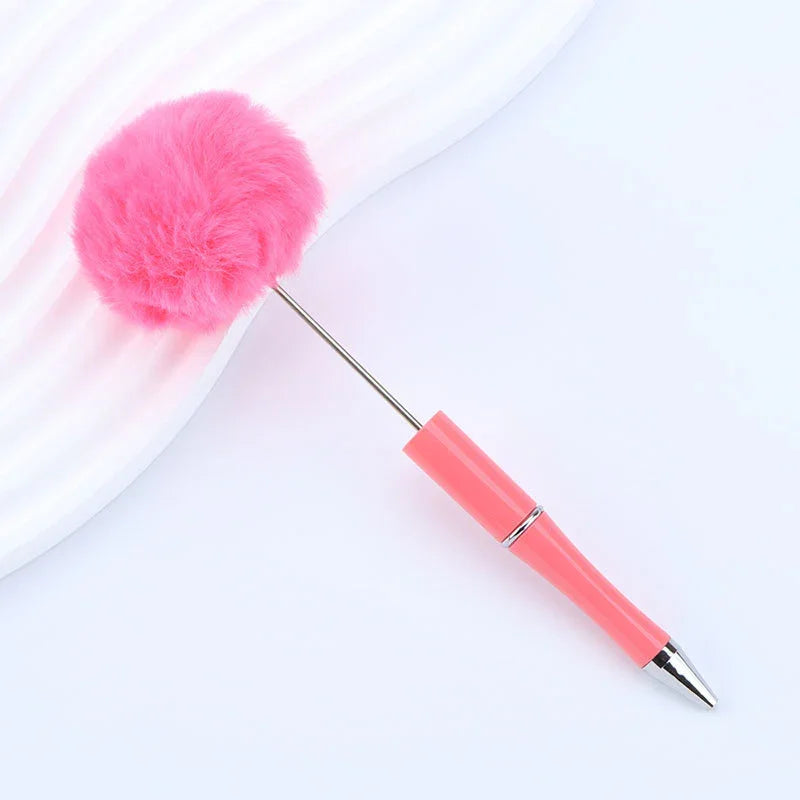 Hair ball bead pen ins macaron furry ballpoint pen