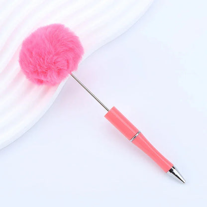 Hair ball bead pen ins macaron furry ballpoint pen