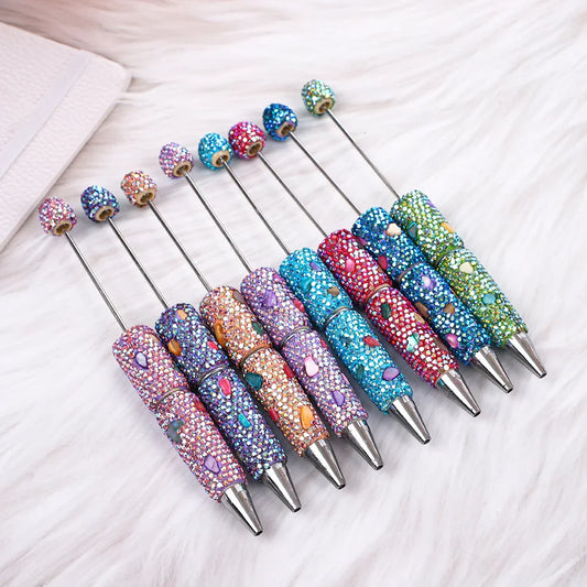 Colorful shell full diamond bead pen hand-threaded full diamond ballpoint pen