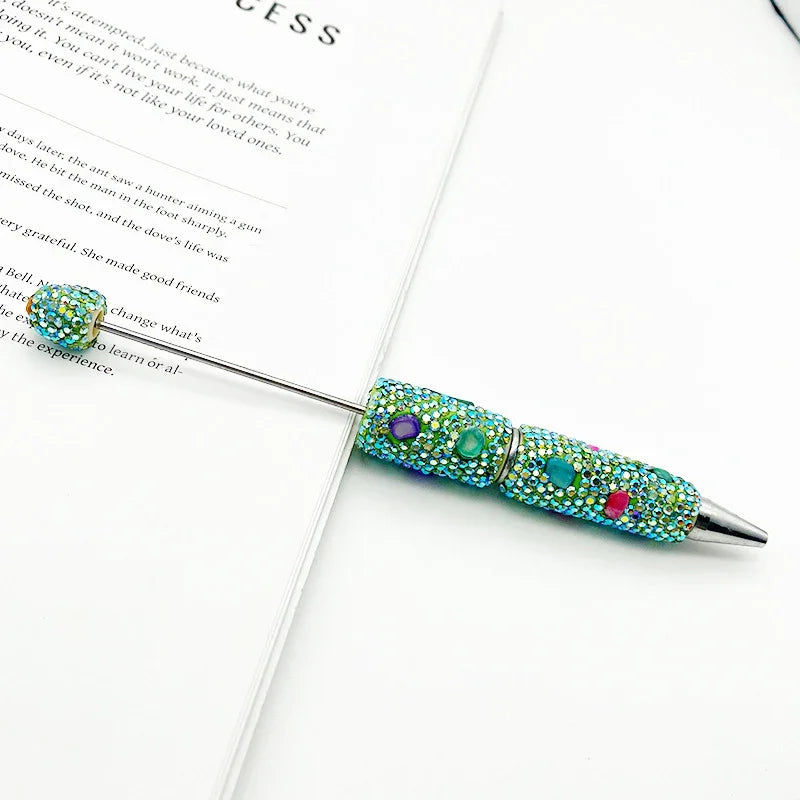 Colorful shell full diamond bead pen hand-threaded full diamond ballpoint pen