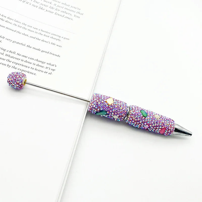 Colorful shell full diamond bead pen hand-threaded full diamond ballpoint pen