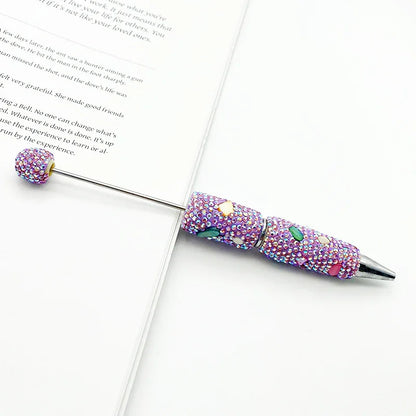 Colorful shell full diamond bead pen hand-threaded full diamond ballpoint pen