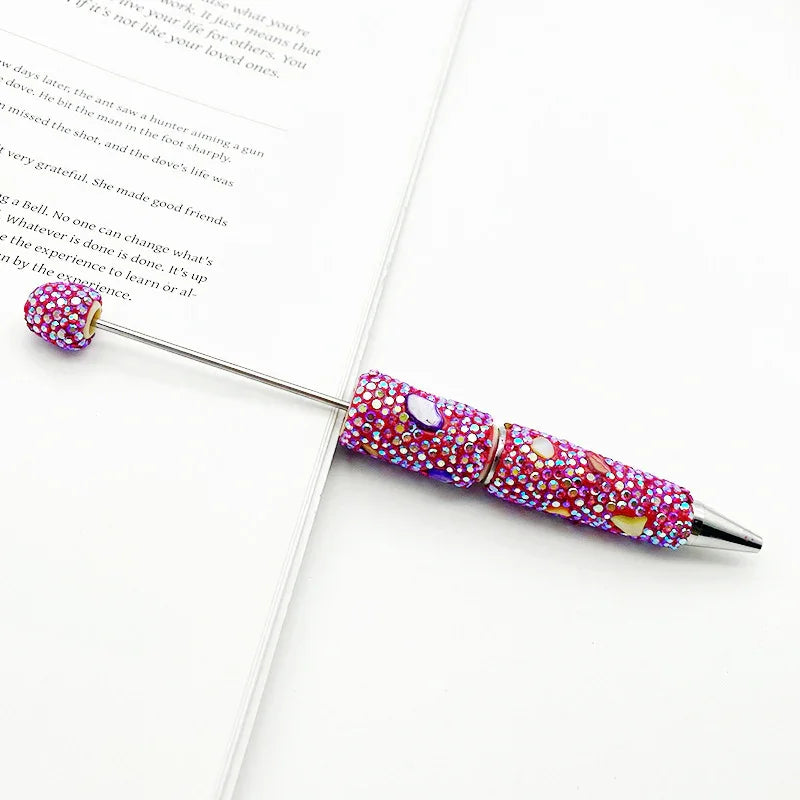 Colorful shell full diamond bead pen hand-threaded full diamond ballpoint pen