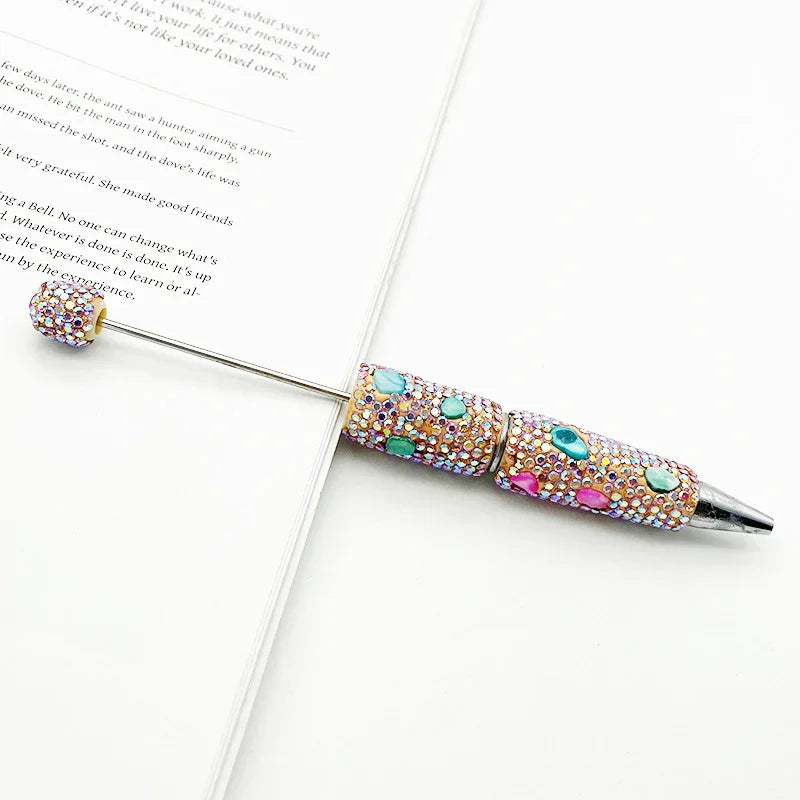 Colorful shell full diamond bead pen hand-threaded full diamond ballpoint pen