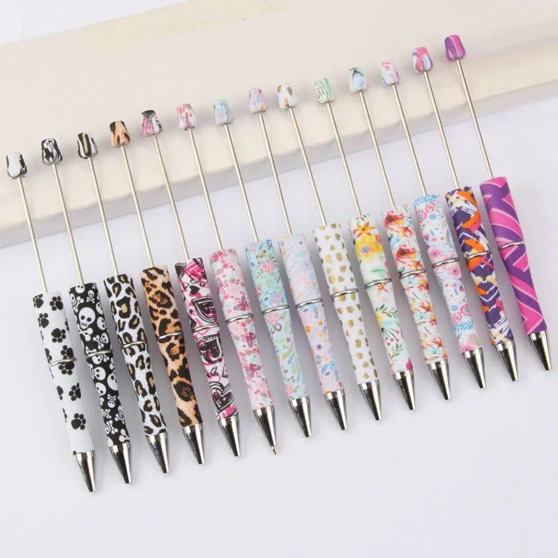 Printed Bead Pen Creative Cow and Tiger Pattern Ballpoint Pen | DIY Beadable Pen Craft Gift Idea